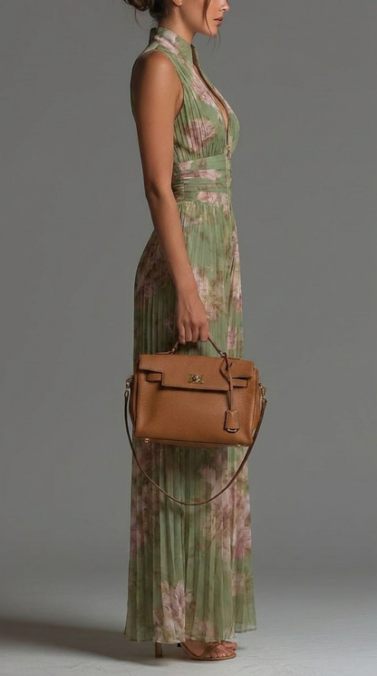 Blanca | Mono plisado de gasa floral