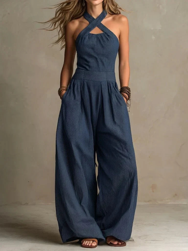 Amaliaᵉˢ · Mono con un elegante escote cruzado y pantalón ancho
