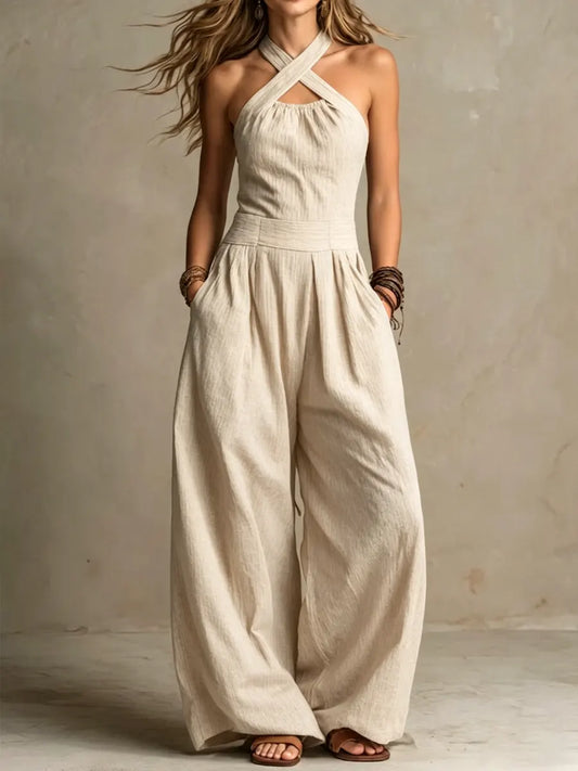 Amaliaᵉˢ · Mono con un elegante escote cruzado y pantalón ancho