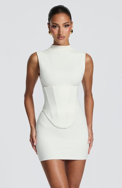Martina | Vestido Efecto Corsé Blanco Marfil