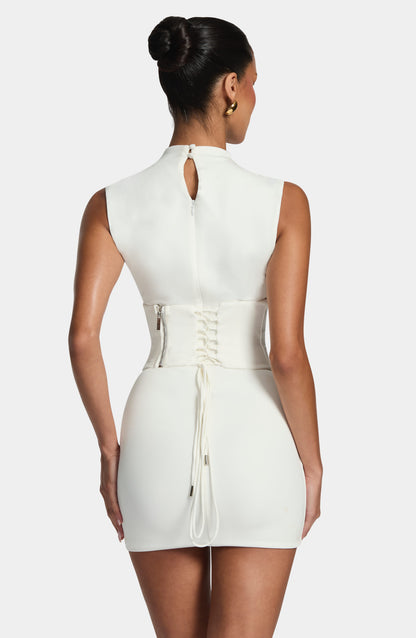 Martina | Vestido Efecto Corsé Blanco Marfil